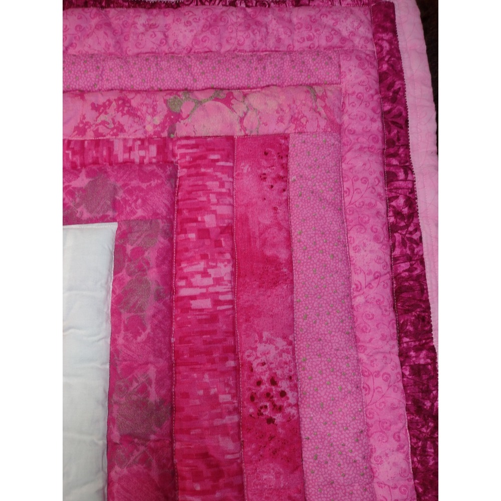 Handmade Breast Cancer Awareness Quilt Wall Hanging Pink Ribbon One-of-a-Kind - Picture 4 of 8